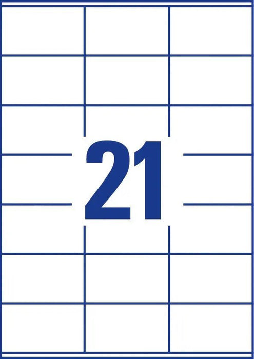 Avery Zweckform 3481, Universele etiketten, Ultragrip, wit, 100 vel, 21 per vel, 70 x 41 mm - OfficeTown