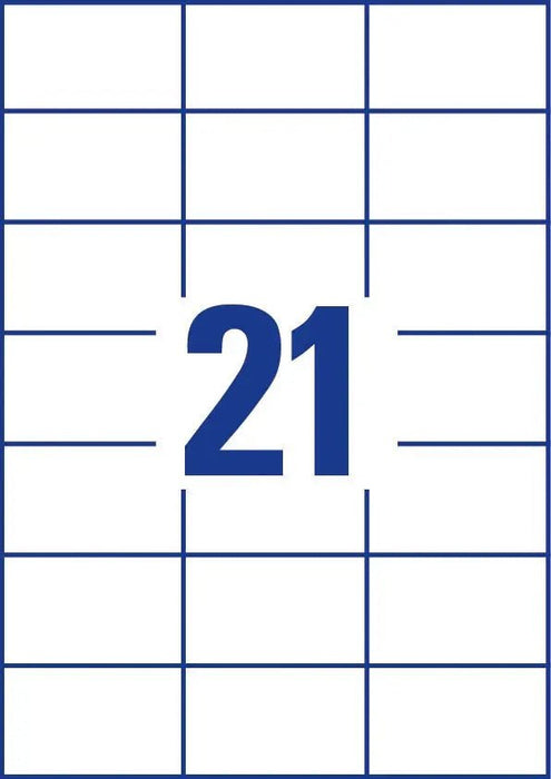 Avery Zweckform 3652, Universele etiketten, Ultragrip, wit, 200 vel, 21 per vel, 70 x 42,3 mm - OfficeTown
