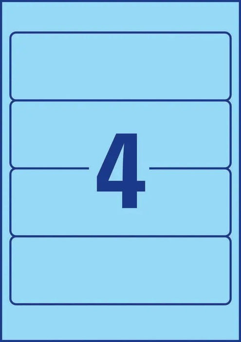 Avery Zweckform L4767 - 20 ordnerrugetiketten ft 19,2 x 6,1 cm (b x h), 80 etiketten, blauw - OfficeTown