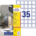 Avery Zweckform vierkante etiketten, 35 x 35 mm, wit, permanent klevend, 350 etiketten, 10 vellen - OfficeTown