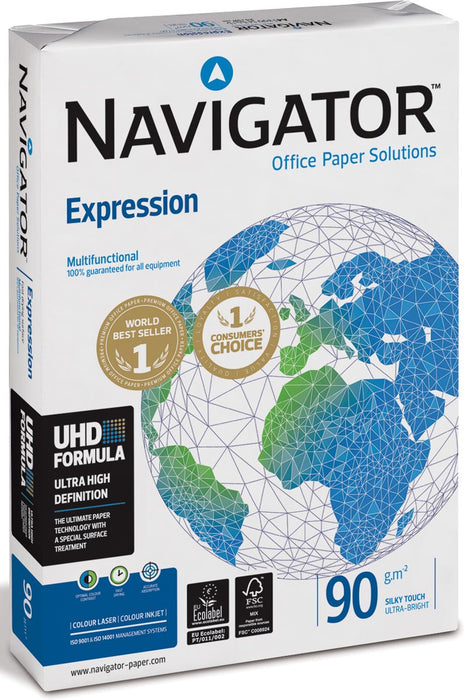 Navigator Expression presentatiepapier A3, 90 g, pak van 500 vel 5 stuks met extra wit papier