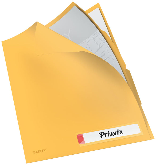 Leitz Cosy L-map met tabbladen, 3 compartimenten, ft A4,  PP van 200 micron, ondoorzichtig, geel 12 stuks, OfficeTown