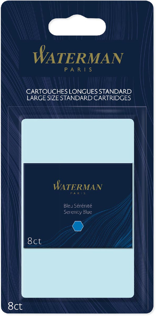Waterman inktpatronen Standard Long, blauw (Serenity), blister van 8 stuks 12 stuks, OfficeTown