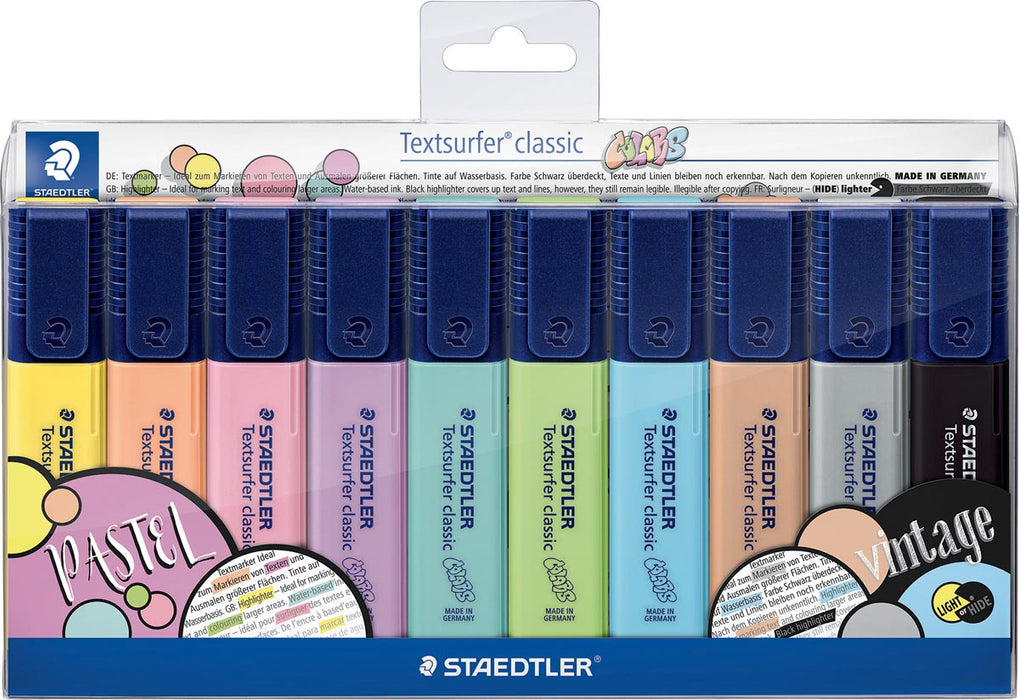 Staedtler Markeerstift Textsurfer Classic, vintage & pastel kleuren, etui van 10 stuks