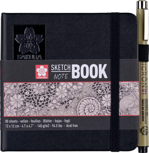 Sakura schetsboek, 80 vel, 140 g/m², ft 12 x 12 cm, wit papier 5 stuks, OfficeTown