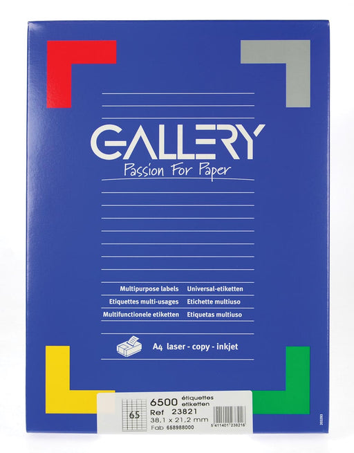 Gallery witte etiketten ft 38,1 x 21,2 mm (b x h), ronde hoeken, doos van 6.500 etiketten 5 stuks, OfficeTown