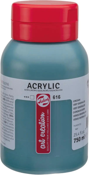 Talens Art Creation acrylverf in fles van 750 ml, smaragdgroen met een dikke consistentie