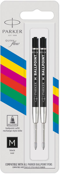 Parker Eco navulling voor balpen, in medium, zwart, 2 stuks in blister
