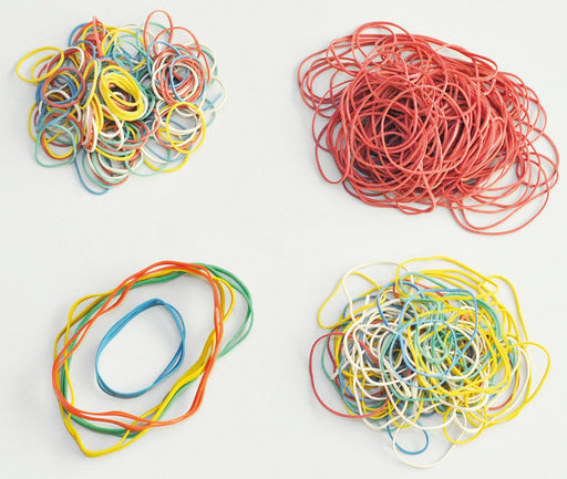 Q-CONNECT elastieken, breedte 1,5 mm, verschillende lengtes, 25 g, geassorteerde kleuren 25 stuks, OfficeTown