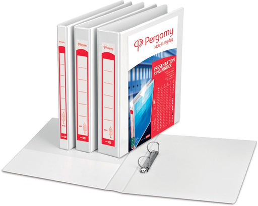 Pergamy personaliseerbare ringmap, ft A4, 2 pochettes, 3 insteektassen, 2 D-ringen van 16 mm, wit 10 stuks, OfficeTown
