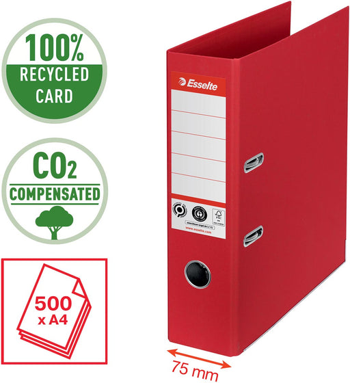 Esselte No.1 ordner CO2  Gecompenseerd A4, 7,5 cm, rood 10 stuks, OfficeTown