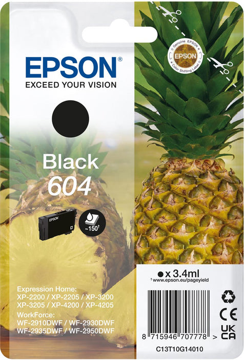 Epson inktcartridge 604, 150 pagina's, OEM C13T10G14010, zwart