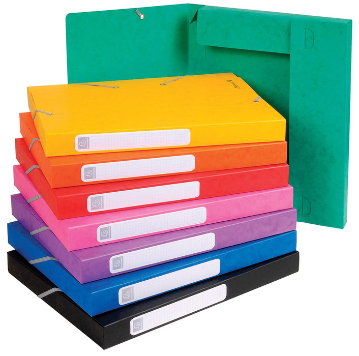 Exacompta Elastobox Cartobox met 2,5 cm rug, assortiment van kleuren: groen, blauw, geel, rood, oranje, ... 25 stuks