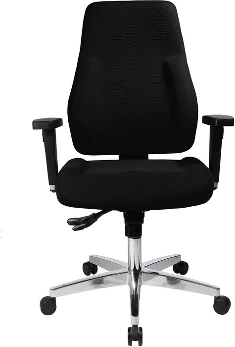 Topstar bureaustoel P91, zwart - Verstelbare bureaustoel met armleuningen en chroomen basis
