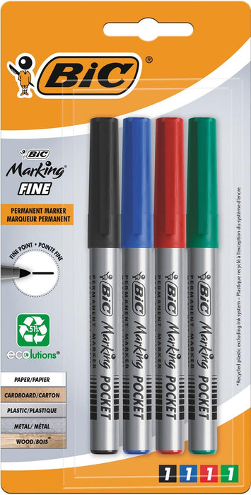 Bic permanente marker ECOlutions, schrijfbreedte 1,1 mm, fijne punt, geassorteerde kleuren