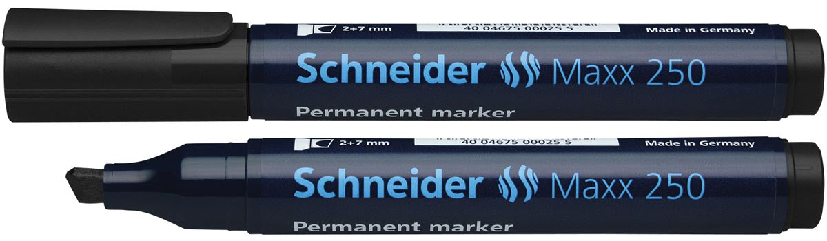 Schneider permanente marker Maxx 250 zwart met beitelvormige punt