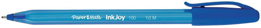 Balpen InkJoy 100 met dop, blauw met driehoekig lichaam - OfficeTown