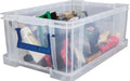 Bankiersdoos opbergdoos 10 liter, transparant met blauwe handvatten, set van 4 stuks verpakt in karton - OfficeTown