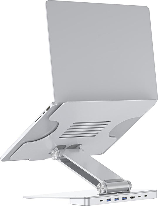 Desq laptopstandaard met USB-C dock, voor laptops tot 15,6 inch, zilver