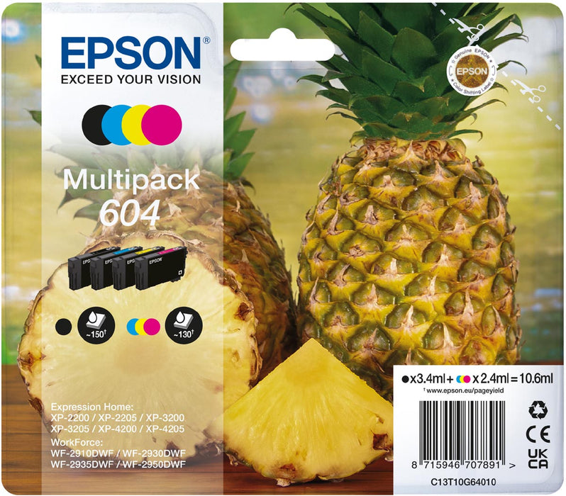 Epson inktcartridge 604, 130 - 150 pagina's, OEM C13T10G64010, 4 kleuren