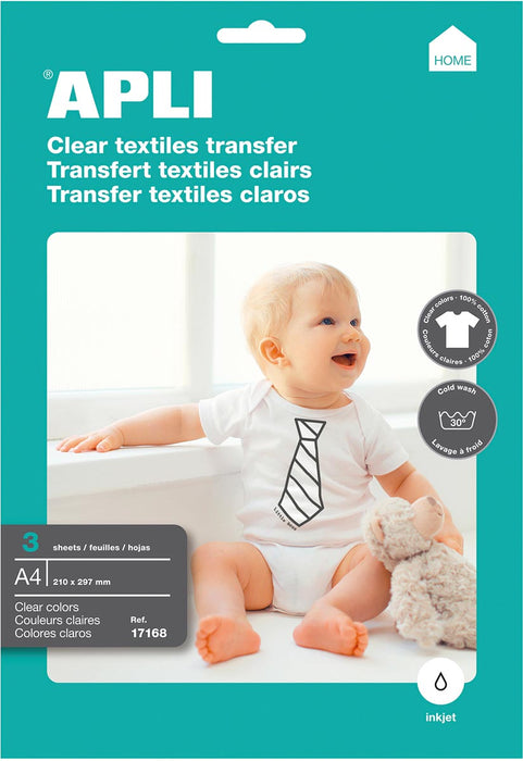Apli T-shirt Transfer Papier voor licht of wit textiel, pak met 3 vellen