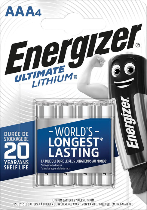 Energizer Lithium AAA-batterijen, 4 stuks per verpakking