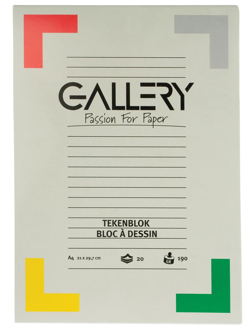 Gallery tekenblok ft 21 x 29,7 cm (A4), extra zwaar houtvrij papier, 190 g/m², blok van 20 vel 10 stuks, OfficeTown
