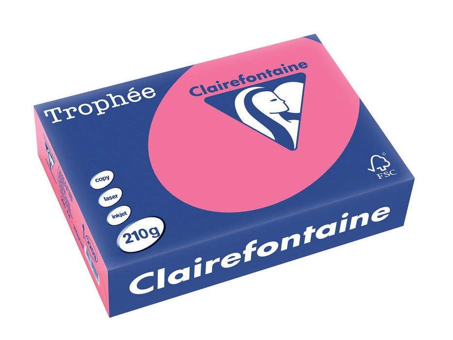 Clairefontaine Trophée Intens, Gekleurd Papier, A4, 210 g, 250 Vel, Fuchsia