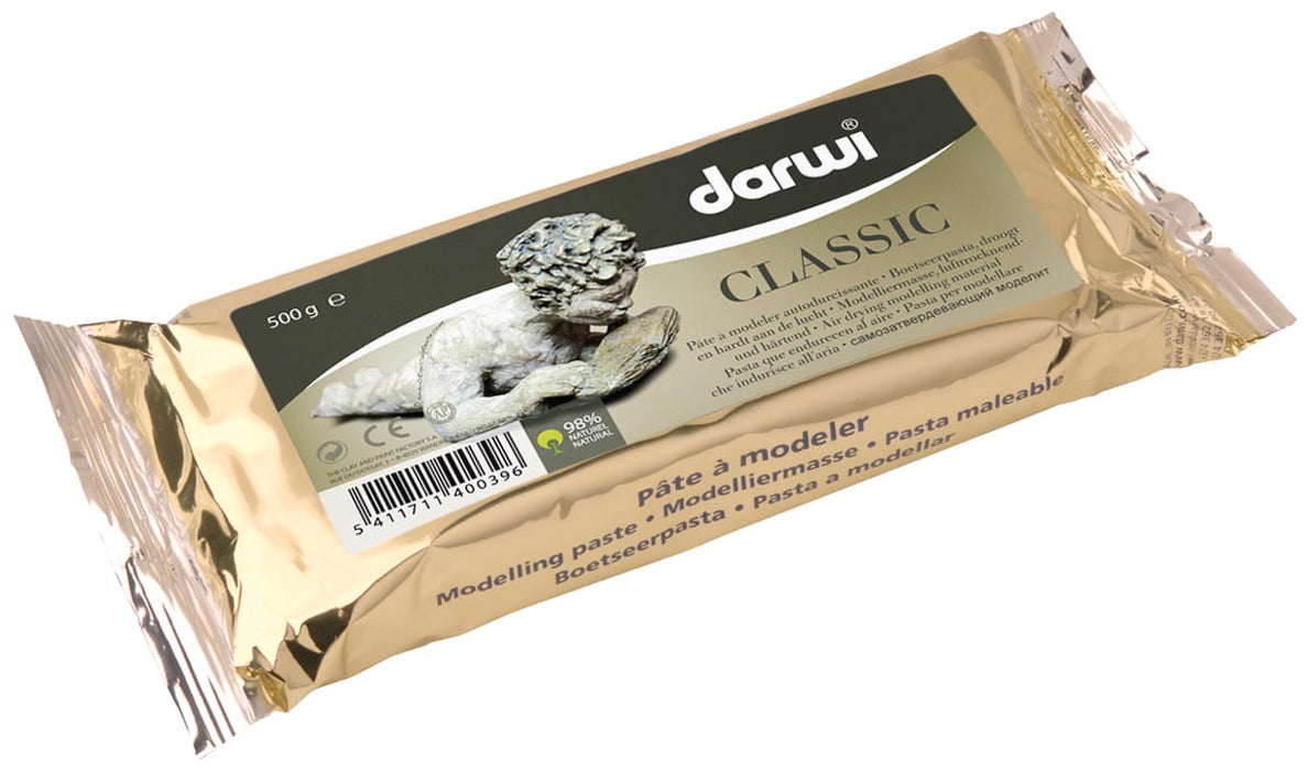 Darwi kneedbaarheidsklei Classic, pak van 500 g, wit