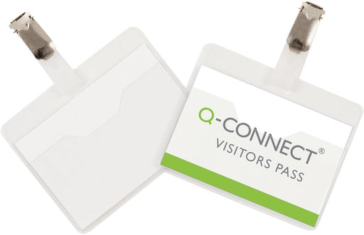 Q-CONNECT badge met clip 90 x 60 mm, doos van 25 stuks 80 stuks, OfficeTown