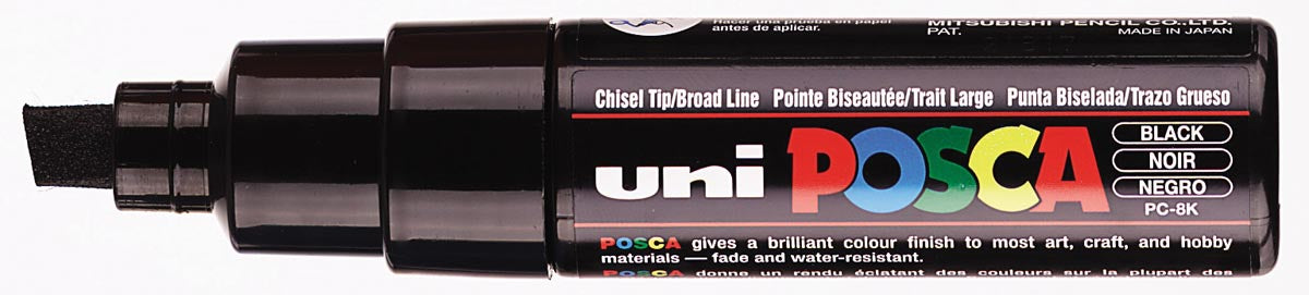 uni-ball Verf Marker op waterbasis Posca PC-8K zwart met een schrijfbreedte van 8 mm