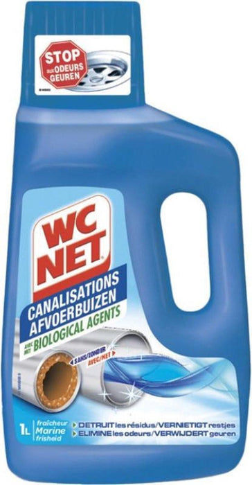 WC NET Ontstopper Afvoerbuizen, 1 liter fles met marine frisheid