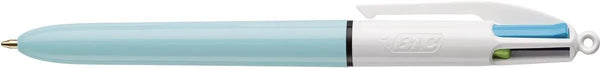 Bic 4 Kleuren Fun, balpen, 0,32 mm, 4 pastel inktkleuren, pastelblauw lichaam