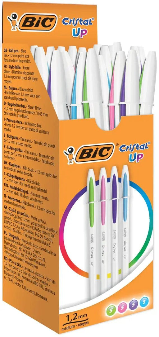 Bic balpen Cristal Up, doos met 20 stuks in vrolijke kleuren - OfficeTown