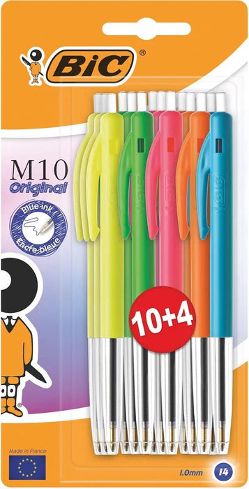 Bic balpen M10 Origineel Ultrakleuren, verpakking van 10 + 4 gratis - OfficeTown