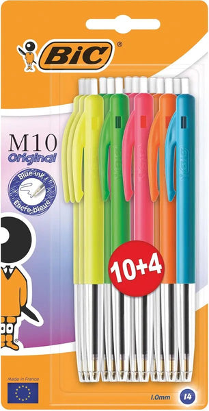 Bic balpen M10 Origineel Ultrakleuren, verpakking van 10 + 4 gratis