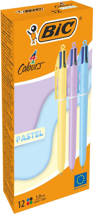Bic Colours Pastel 4 - kleurenbalpen, medium, klassieke inktkleuren, µdoos van 12 stuks - OfficeTown