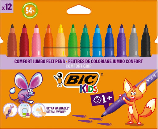 Bic Kids Comfort Jumbo viltstiften, etui van 12 stuks - OfficeTown