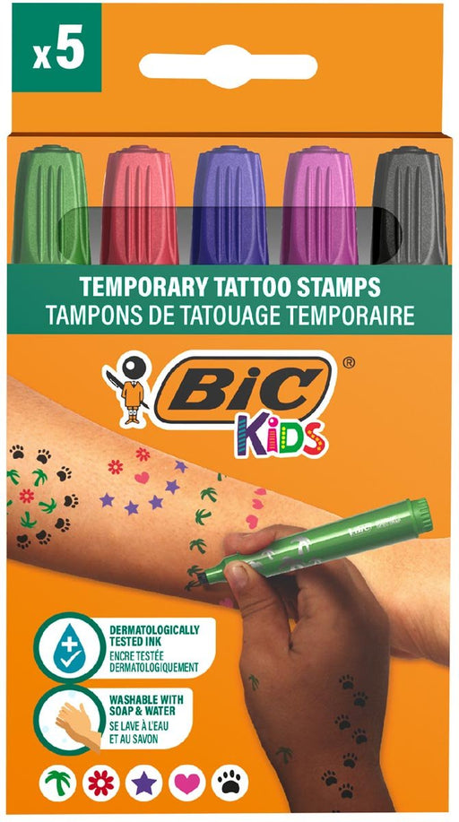 Bic Kids tijdelijke tattoo stempels, assorti, set van 5 stuks - OfficeTown