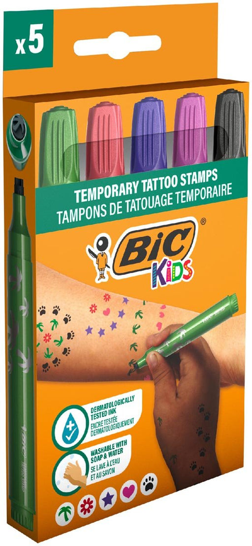 Bic Kids tijdelijke tattoo stempels, assorti, set van 5 stuks - OfficeTown