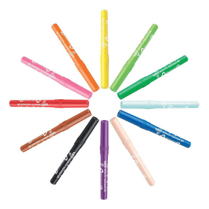 Bic Kids Viltstiften Visacolor XL Ecolutions 12 stiften in een kartonnen etui - OfficeTown