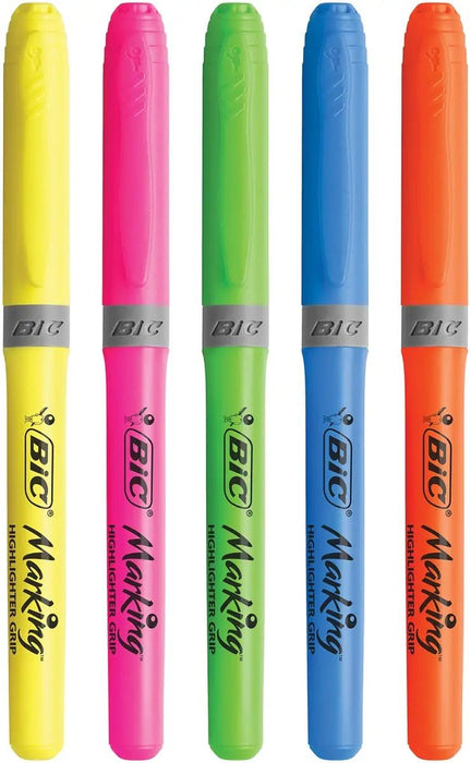 Bic markeerstift Highlighter Grip, verpakking van 5 stuks in diverse kleuren - OfficeTown