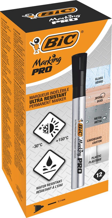 Bic markeerstift Marking Pro, zwart, 12 stuks - OfficeTown