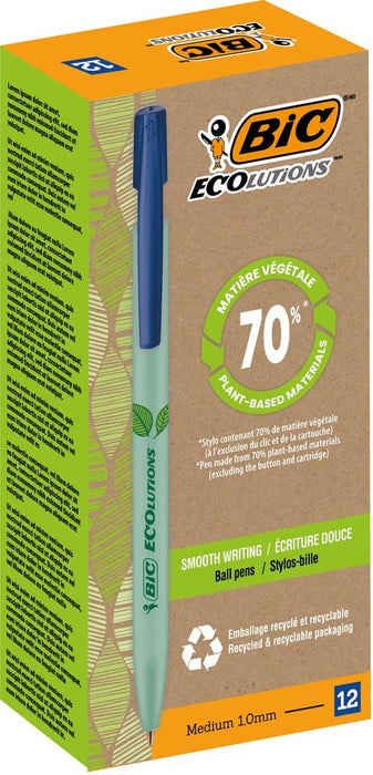 Bic Media Clic Bio - based Ecolutions balpen, blauw 12 stuks - OfficeTown