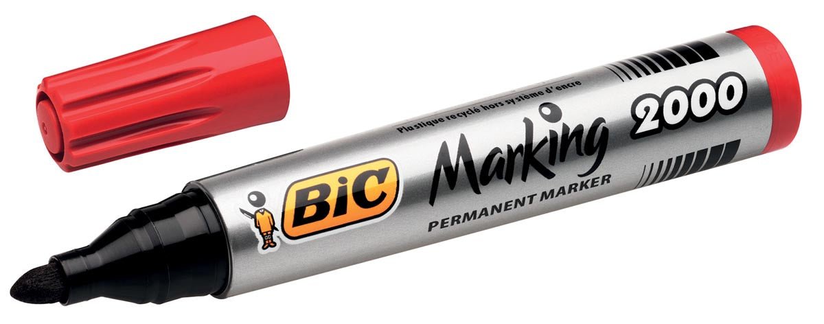 Bic permanente marker 2000 - 2300 rood, 1,7 mm schrijfbreedte, ronde punt 12 stuks - OfficeTown
