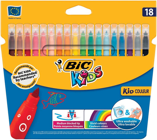 Bic viltstift Kid Couleur 18 stiften met geblokkeerde punt - OfficeTown