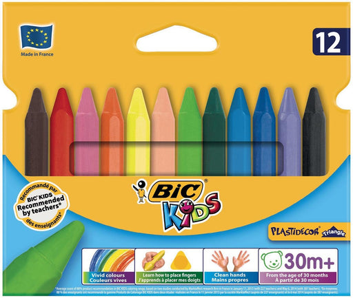 Bic waskrijt Plastidecor Driehoek 12 stuks - OfficeTown