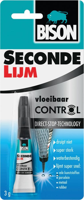 Bison secondelijm Control Vloeibaar, tube van 3 g, op blister - OfficeTown