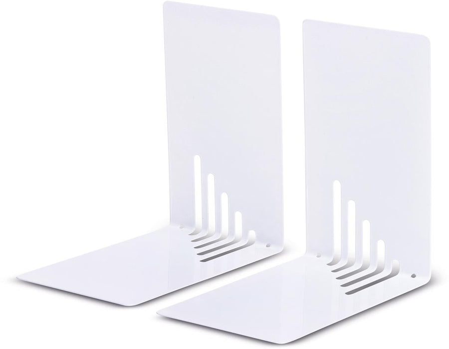 Boekensteun van wit gepoedercoat metaal 14X8.5x14cm set 2 - OfficeTown