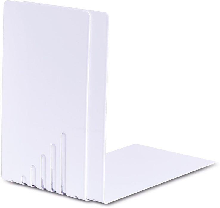 Boekensteun van wit gepoedercoat metaal 14X8.5x14cm set 2 - OfficeTown